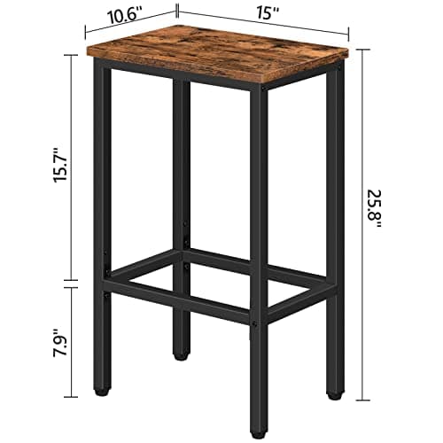 Rustic Brown Industrial Bar Stools, Set of 2 BAHR0101Z