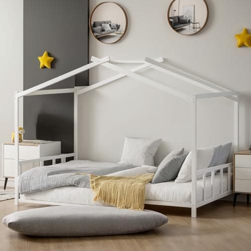 Montessori Floor Bed for Kids with Roof Design and Easy Assembly