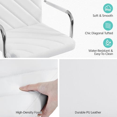 Yaheetech Height Adjustable Swivel Bar Stools Set of 2 White with Back Armrest Footrest