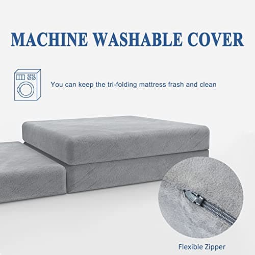 SINWEEK CertiPUR-US Certified 4" Tri-Fold Mattress Foam Topper 25x75