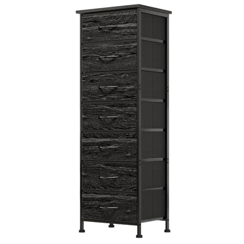 Black Tall Dresser with 7 Fabric Drawers for Bedroom