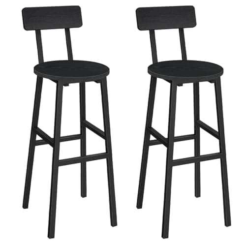 Rustic Brown Bar Stools, Set of 2 with Footrest, 24.4 Inches