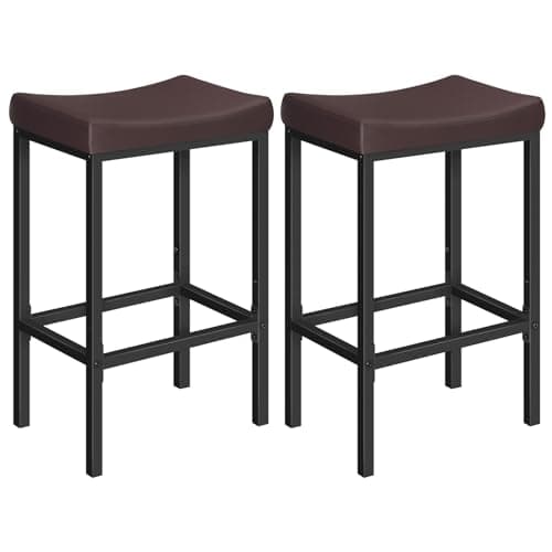 HOOBRO Black Saddle Bar Stools, Set of 2, Counter Height, Kitchen & Dining Room