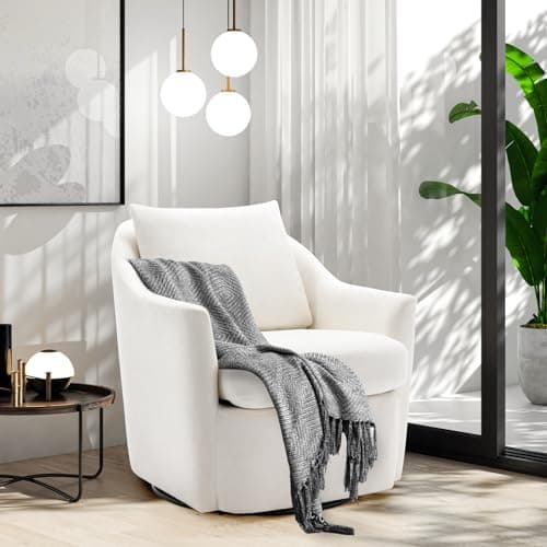 Modern Cream Swivel Accent Chair - Ideal for Living Room, Nursery, or Bedroom