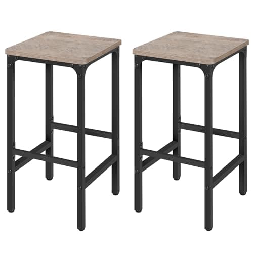 Industrial Rustic Brown Bar Stool Set, 27.6" Tall, with Footrest BAHR13801