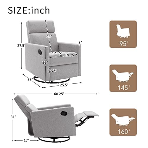 i-POOK 360 Degree Swivel Recliner Chair, Gray