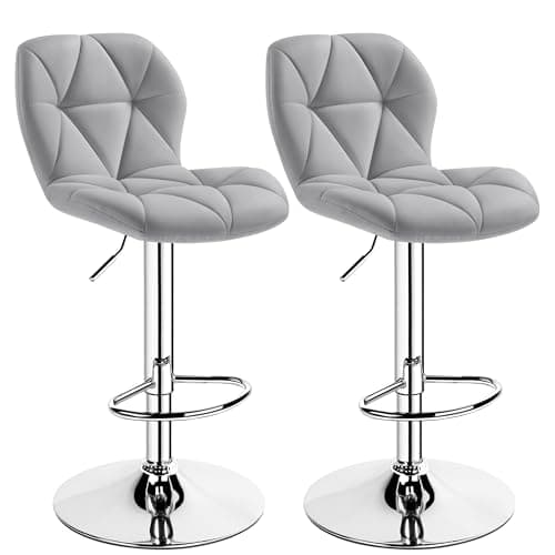 Yaheetech Grey Height Adjustable Bar Stools Set of 2
