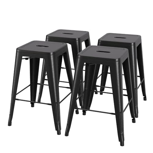 PayLessHere 24 Inch Metal Stool Set - Indoor/Outdoor Stackable Bar Chairs