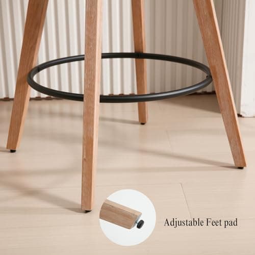 DUOMAY White 26" Counter Height Swivel Bar Stool with Footrest