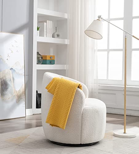 Modern Teddy Fabric Swivel Accent Chair for Nursery, Bedroom, Living Room, Hotel, and Office