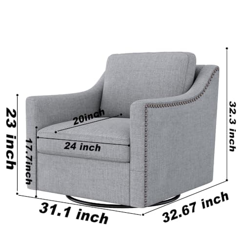 Swivel Accent Chair with Nailhead Trim and Metal Base Stand, Comfy Club Chair