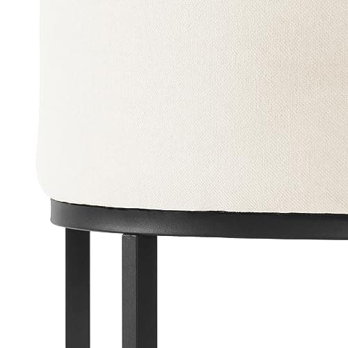 LUE BONA Black Metal Bar Stools, 27" Counter Height, Set of 4, Linen Upholstered Beige