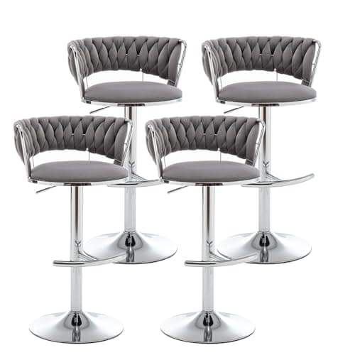 Gold Swivel Bar Stool Set, Beige, Counter Height (2pcs)