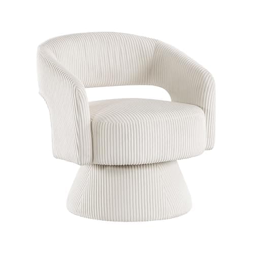 Beige Lexicon 360 Degree Swivel Corduroy Arm Chair for Living Room