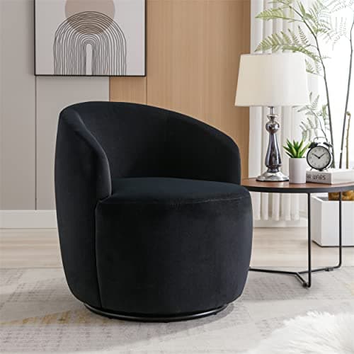 Modern Velvet Swivel Accent Chair, Blue Velvet Upholstered Barrel Chair