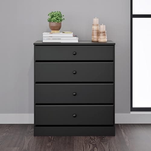 Prepac Astrid 4-Drawer Dresser, Black, BDBR-0401-1
