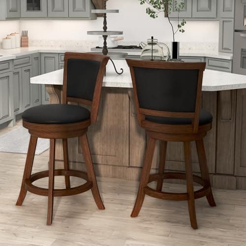 MU 24" Counter Height Swivel Bar Stools with Back for Kitchen Island, Pub, Restaurant
