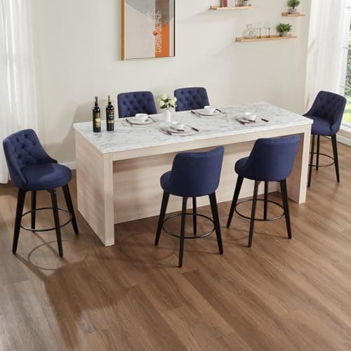 Beige Farmhouse Counter Height Bar Stool Set of 4 Kitchen Island Chairs