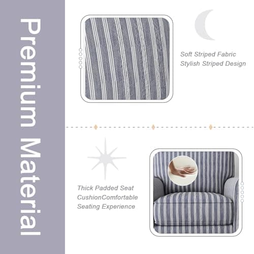 INZOY Blue Stripe Mid Century Modern Swivel Chair Set of 2