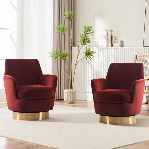 Modern White Teddy Upholstered Swivel Chair Set, 360 Degree Living Room Accent
