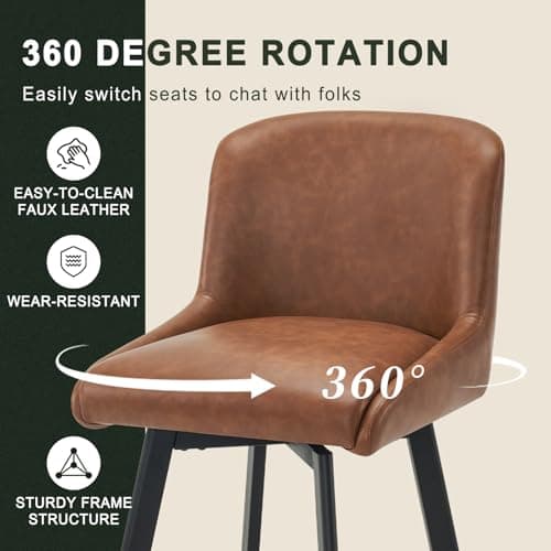 4-Piece 26''H Brown Faux Leather Bar Stool Set with Back