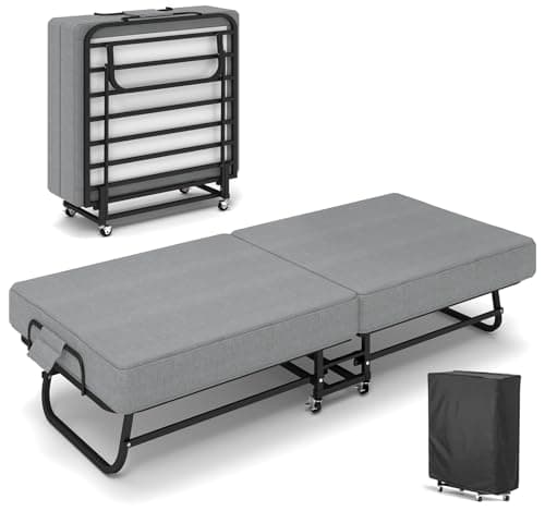 Sadenicel Portable Roll Away Bed with Memory Foam Mattress