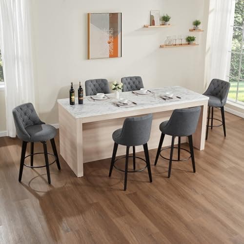 Virabit Linen Beige Counter Height Swivel Bar Stool Set (4, with Back)