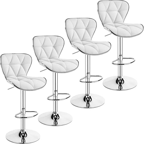 Yaheetech Retro Brown Adjustable PU Leather Bar Stools Set of 4