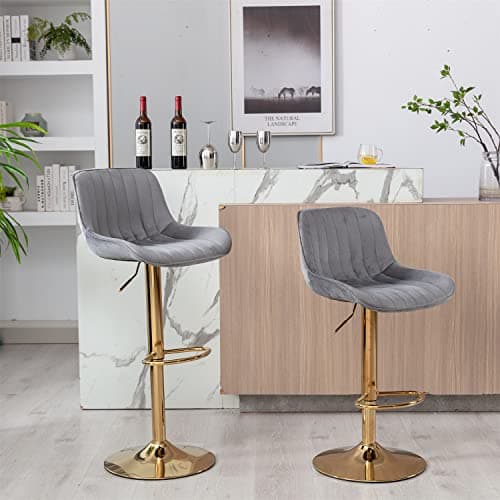 Adjustable Swivel Bar Stools Set of 2 with Back and Footrest, Navy Color
