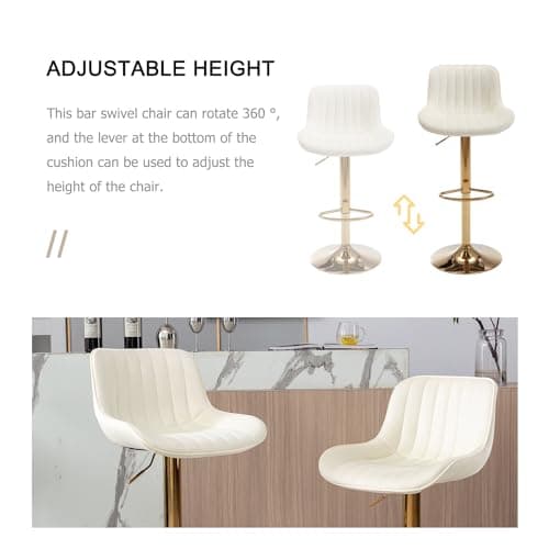 Beige Modern Velvet Swivel Bar Stools, Counter Height with Backs Set of 4