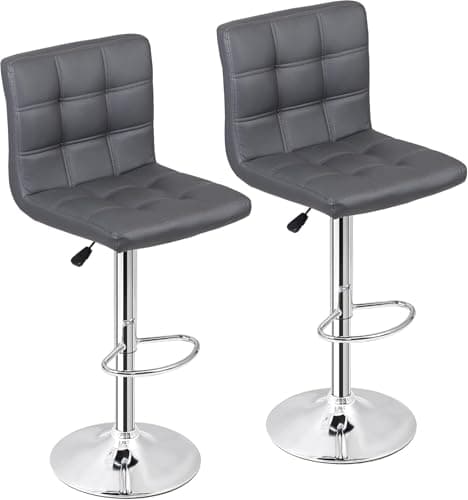 ZENY Black Swivel Bar Stool Set, Modern PU Leather Kitchen Chair