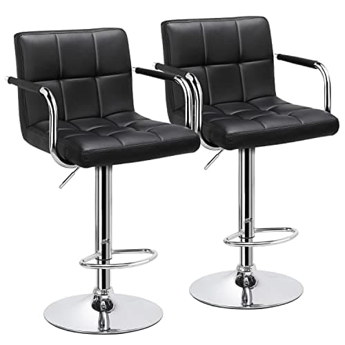 2 Black Yaheetech Adjustable Swivel Barstools for Kitchen and Bar