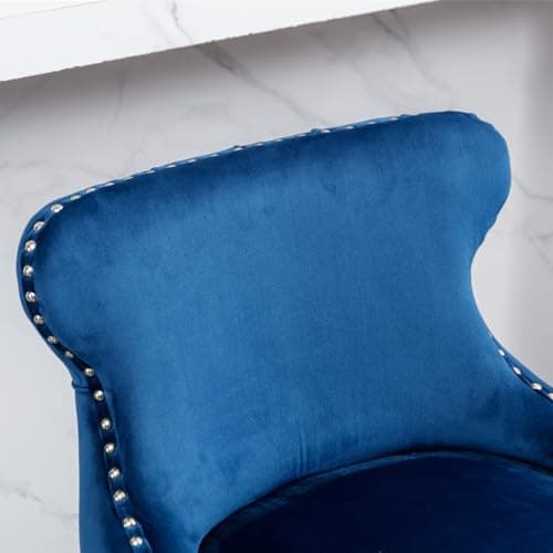 Velvet Upholstered Bar Stools Set of 2 with Wooden Legs