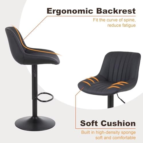 Modern Swivel Bar Stools Set of 4 for Kitchen Island - Black