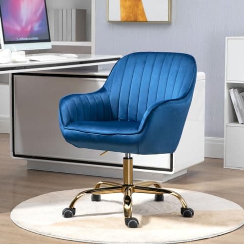 i-POOK Velvet Swivel Office Chair with Barrel Back and Gold Base, Green Armchair