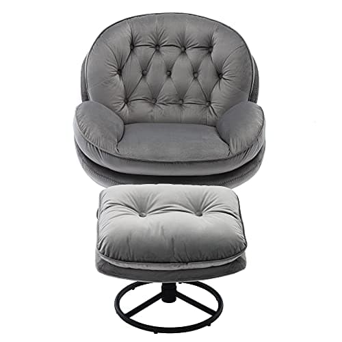 Modern Swivel Accent Chair with Ottoman for Living Room and Bedroom