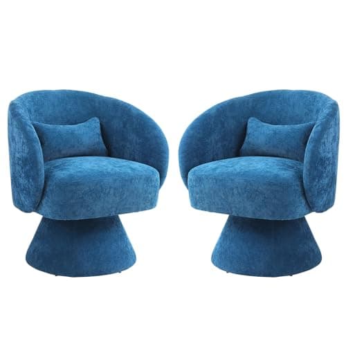 KIVENJAJA Sherpa Teddy 360° Swivel Armchair, White Pillowed Boucle Living Room Chair