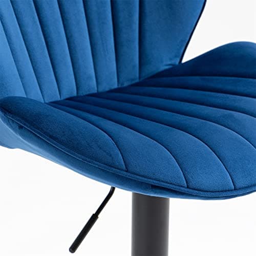 Blue Velvet Swivel Bar Stools Set of 2 with Adjustable Height and Metal Base