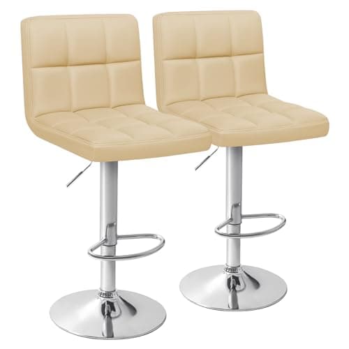 Homall Black PU Leather Adjustable Bar Stools for Kitchen Counter (Set of 2)