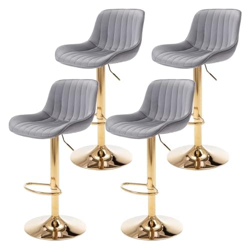 Beige Modern Velvet Swivel Bar Stools, Counter Height with Backs Set of 4