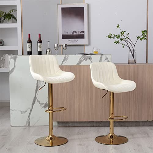 Swivel Adjustable Barstools Set of 2 with Back and Footrest