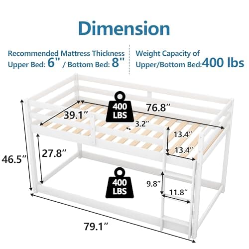 Twin Over Twin Bunk Bed for Childs and Dormitories