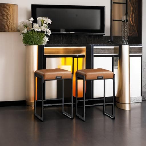VASAGLE EKHO Collection Counter Height Bar Stools, Caramel Brown
