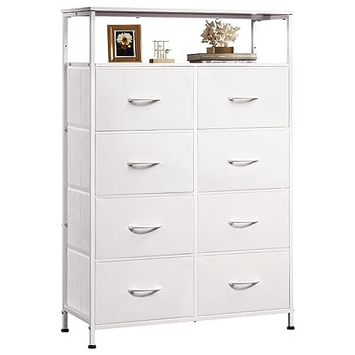 WLIVE Light Grey Tall Dresser with 8 Drawers & Fabric_bins