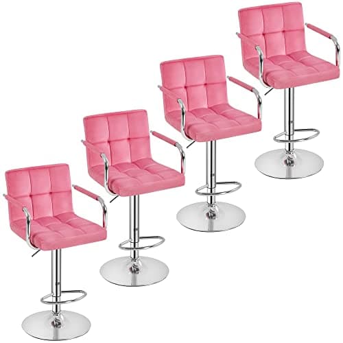 Yaheetech Black Counter Height Adjustable Bar Stool Set of 4