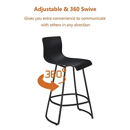 Modern Black Counter Height Swivel Bar Stool Set of 4, 30" Meta