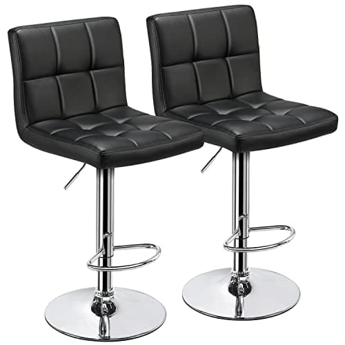 Set of 2 Modern Adjustable Bar Stools with Backrest and Footrest