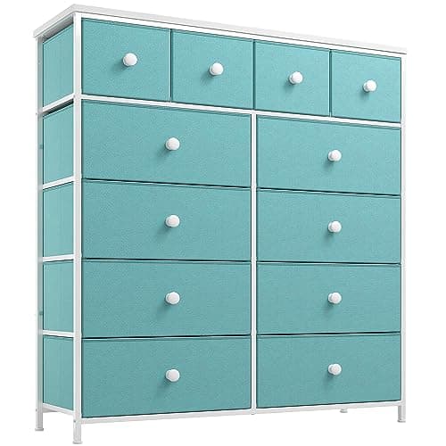 EnHomee Black Dresser for Bedroom with 12 Drawers, 40.7 W x 43.8 H, Fabric Storage