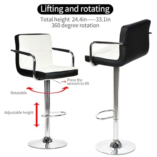 Adjustable Swivel Bar Stools Set of 2 with Armrests