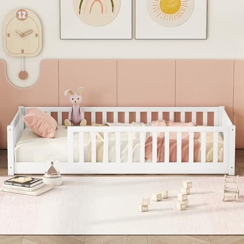 Montessori Safety Bed with Door & Slats for Twin Size Boys Girls